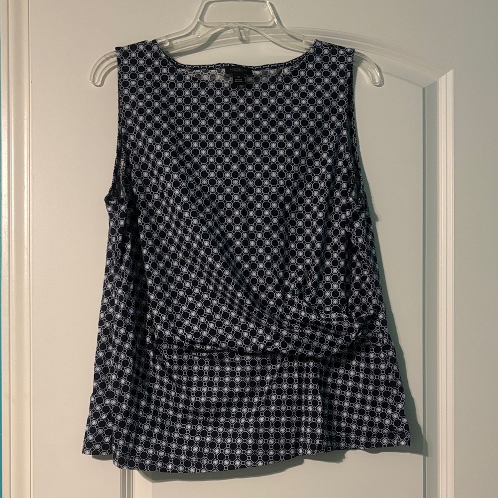 Ann Taylor Factory Navy and White Patterned Blouse